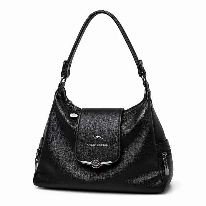 Luna Grace Multi-Compartment Shoulder Bag – Black