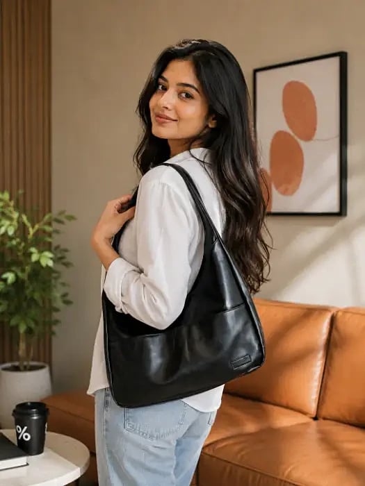 Large-Capacity Retro Shoulder Bag Casual New Style Textured(black)